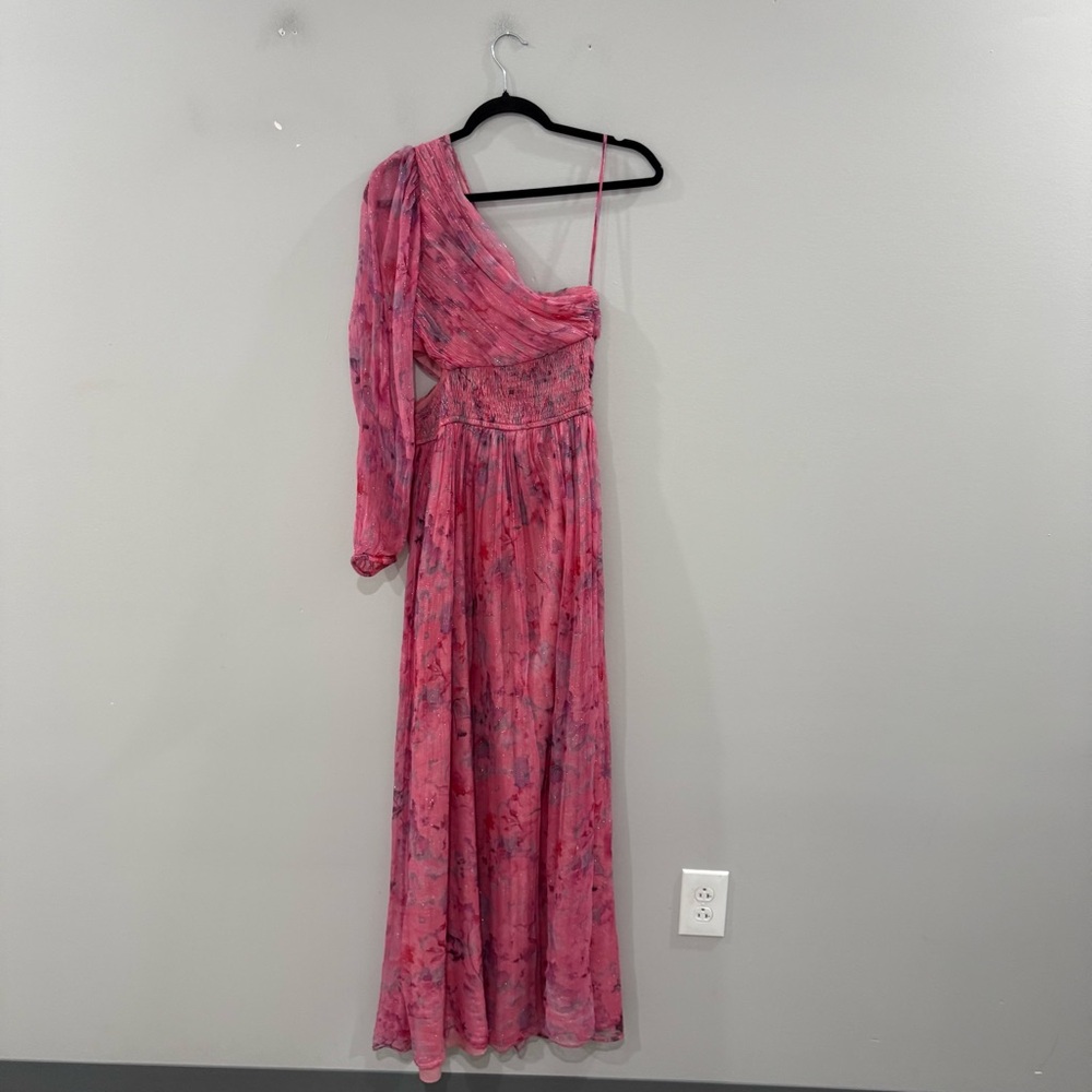BHLDN Dress Iris One Shoulder Cutout in Pink Floral - Picture 3 of 9